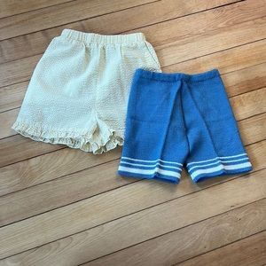 Vintage Shorts Lot 3T Toddler Girls Yellow Seersucker Blue Knit Bloomers Summer